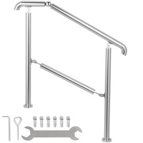 VEVOR Stainless Steel Transitional Handrail fit for Level Surface and 2 to 3 Adjustable Stair Indoor Outdoor Step Railings 441lb Capacity W/Insta
