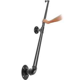 VEVOR Pipe Stair Handrail, 4FT Staircase Handrail, 440LBS Load Capacity Carbon Steel Pipe Handrail, Industrial Pipe Handrail with Wall Mount Supp
