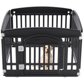 Dog Playpen Adjustable Folding Portable Pet Fence for Small to Medium Dogs Indoor Outdoor Use,4-Panel,black (Color: as Pic)